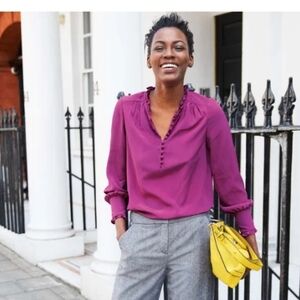 Boden Ella Silk Long Sleeve Blouse